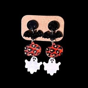 Acrylic Halloween Earrings Bats/Cheetah Pumpkins/Ghosts New